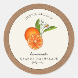 Sinaasappel Marmalade Kraft papier Ronde Jam Sticker