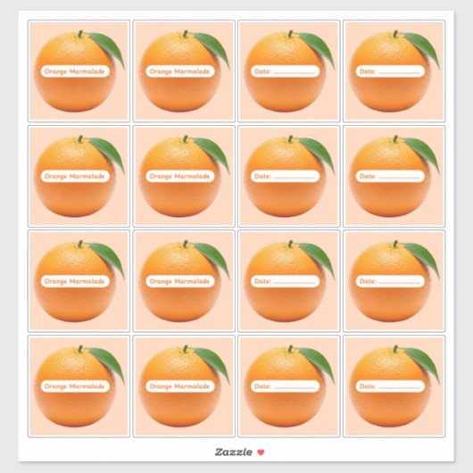 Sinaasappel Marmalade Labels Sticker Vel (Vel)