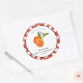 Sinaasappel Marmelade Geruite Ronde Jam Ronde Sticker (Envelop)