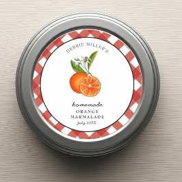 Sinaasappel Marmelade Geruite Ronde Jam Sticker