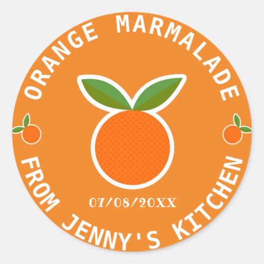 Sinaasappel Marmelade Ronde Sticker (Voorkant)