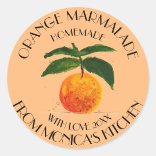 Sinaasappel marmelade Waterverf Fruit Kitchen Klas Ronde Sticker