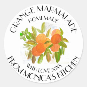 Sinaasappel marmelade Waterverf Fruit Kitchen Klas Ronde Sticker