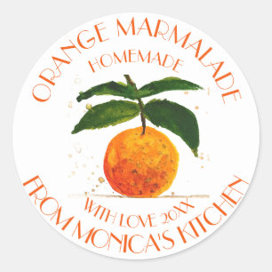 Sinaasappel marmelade Waterverf Fruit Kitchen Ronde Sticker