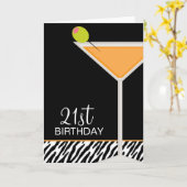 Sinaasappel Martini en zebraprint Kaart (Gele Bloem)