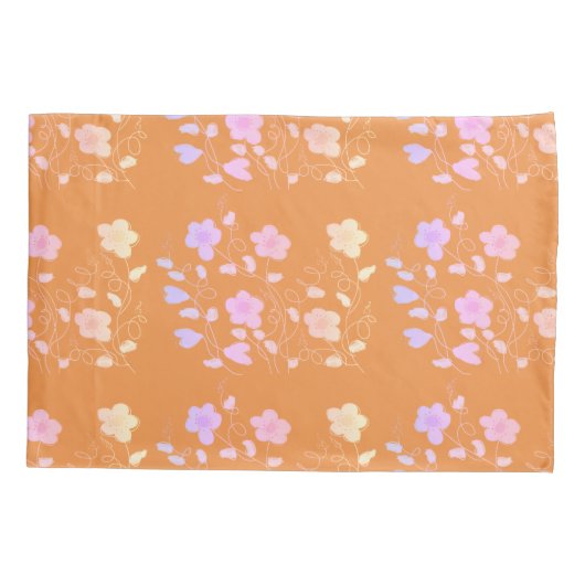 Sinaasappel met bloemen kussensloop (Achterkant)