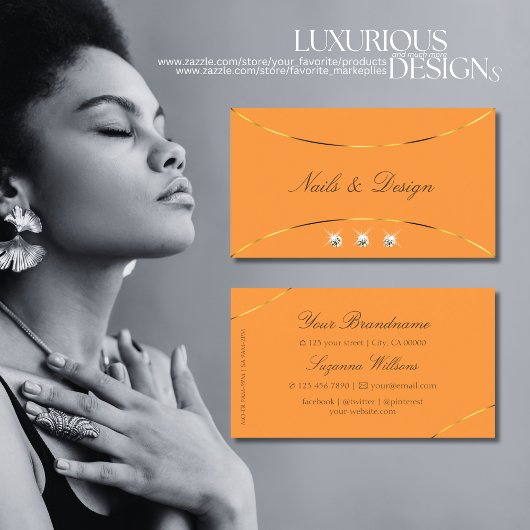 Sinaasappel met gouddekland en met spaardiamanten visitekaartje