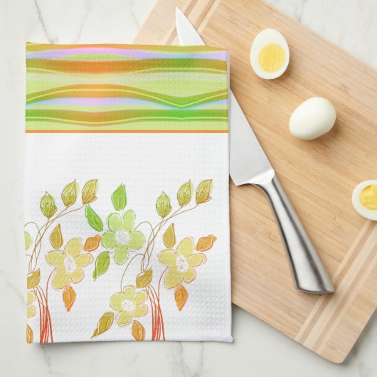 Sinaasappel met groen en wit theedoek (Quarter Fold)