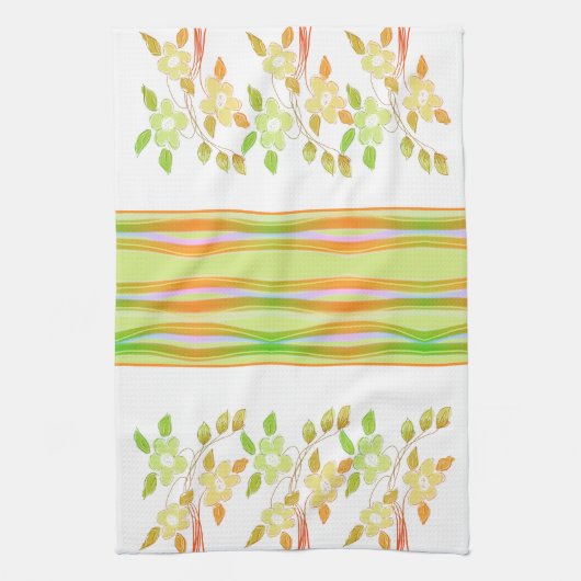 Sinaasappel met groen en wit theedoek (Verticaal)