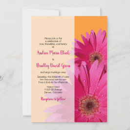 Sinaasappel met roze Gerbera Daisy Wedding Invitat Kaart