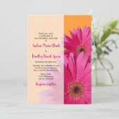 Sinaasappel met roze Gerbera Daisy Wedding Invitat Kaart (Staand voorkant)