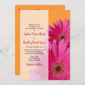 Sinaasappel met roze Gerbera Daisy Wedding Invitat Kaart (Voorkant / Achterkant)
