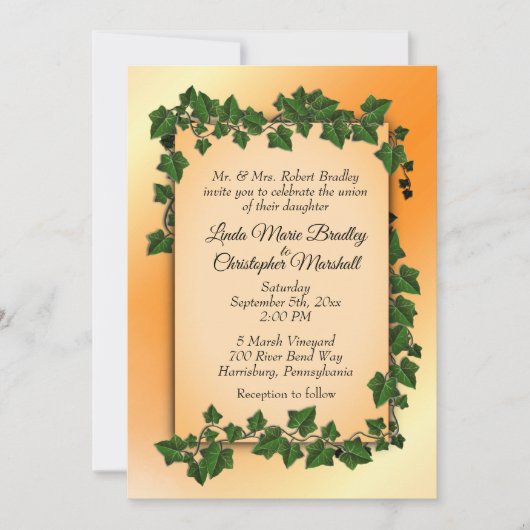 Sinaasappel met uitnodiging tot het huwelijk (Voorkant)