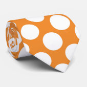 Sinaasappel met Witte Polka Dots Retro Stropdas (Opgerold)