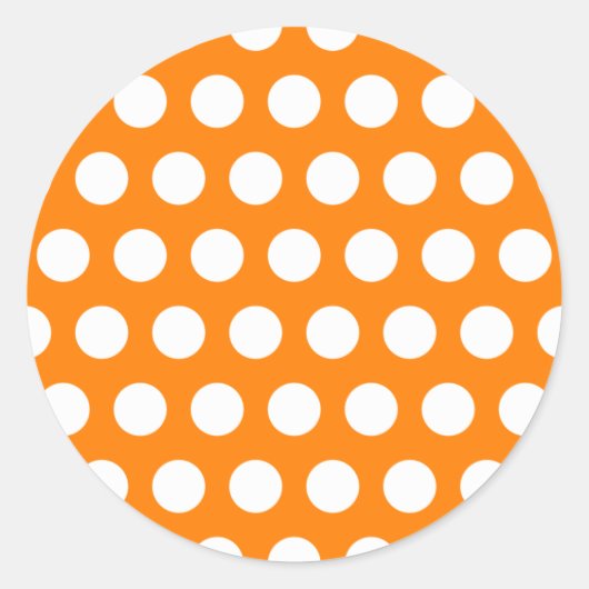 Sinaasappel met witte pooldots ronde sticker (Voorkant)
