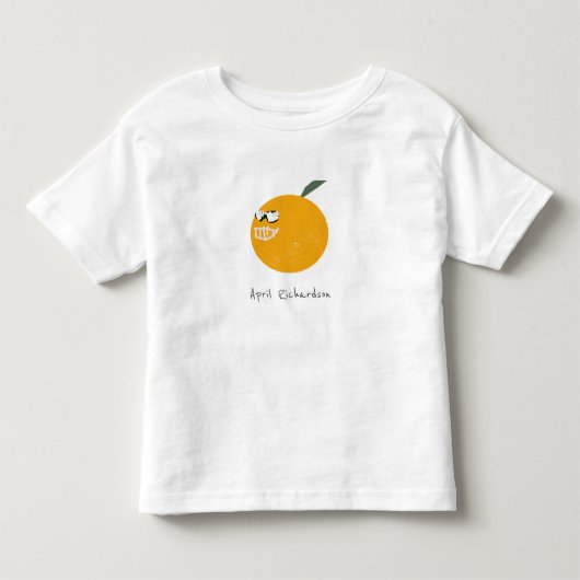 Sinaasappel met zonnebril, met hand uitgetrokken K Kinder Shirts (Voorkant)