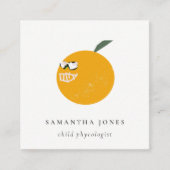 Sinaasappel met zonnebril, met hand uitgetrokken K Vierkante Visitekaartje (Voorkant)