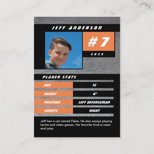 Sinaasappel Metal Ice Hockey Trading Kaart Contactkaartje (Achterkant)