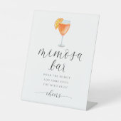 Sinaasappel Mimosa Bar Vrijgezellenfeest Teken Wat Reclamebord Met Voetstuk (Voorkant)