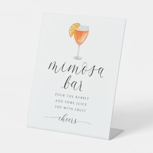 Sinaasappel Mimosa Bar Vrijgezellenfeest Teken Wat Reclamebord Met Voetstuk (Voorkant)