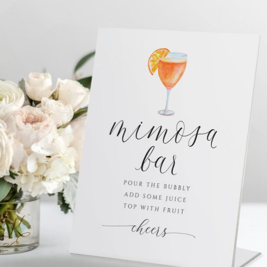 Sinaasappel Mimosa Bar Vrijgezellenfeest Teken Wat Reclamebord Met Voetstuk