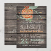 Sinaasappel & Mint Groen; Rustieke Engagement Part Kaart (Voorkant / Achterkant)