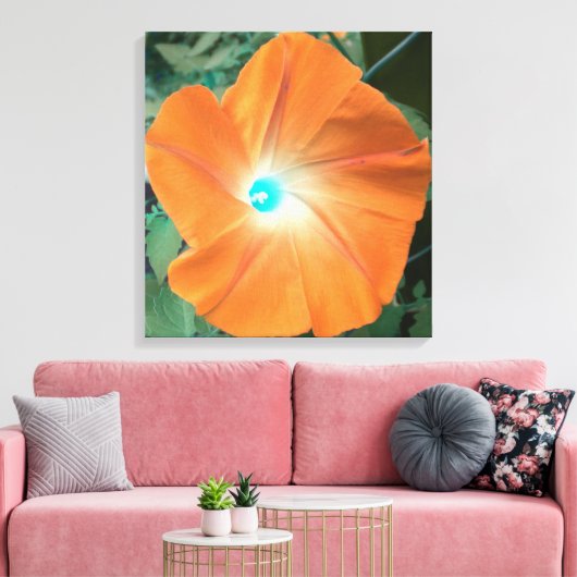 Sinaasappel morning Glory verpakt doek Canvas Afdruk (Insitu (Woonkamer))
