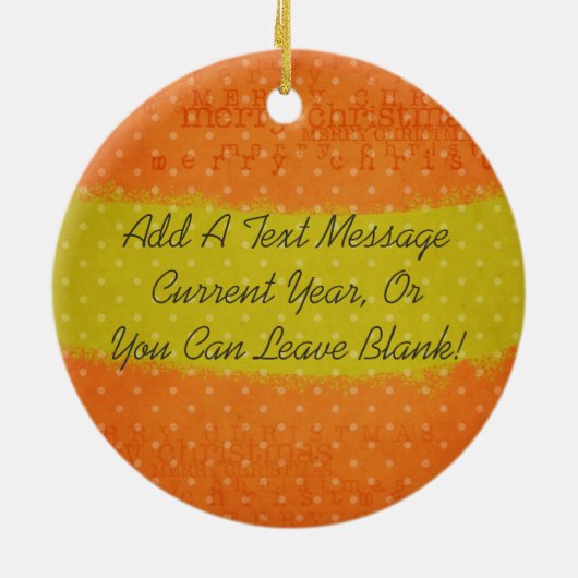 Sinaasappel/Mustard Dotted Snowmen Holiday Ornamen Keramisch Ornament (Achterkant)