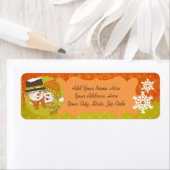 Sinaasappel/Mustard Snowmen Return Address Labels (Insitu)