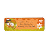 Sinaasappel/Mustard Snowmen Return Address Labels (Voorkant)