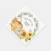 Sinaasappel n Witte Pompoenen w Zonnebloemen Baby  Servet (Hoek)