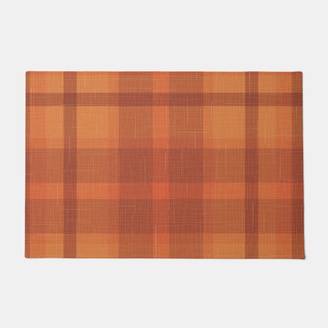 Sinaasappel najaar Herfst Pset Tartan Deurmat (Voorkant)