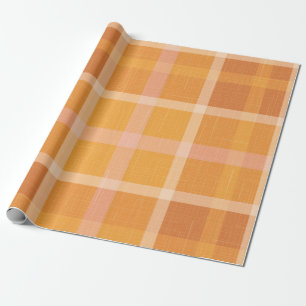 Sinaasappel najaar Herfst Pset Tartan Wrapping Cadeaupapier