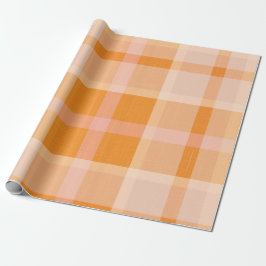 Sinaasappel najaar Herfst Pset Tartan Wrapping Cadeaupapier
