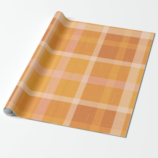Sinaasappel najaar Herfst Pset Tartan Wrapping P Cadeaupapier (Uitgerold)