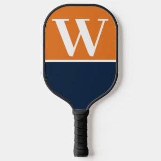 Sinaasappel & Navy College Kleuren Monogram Pickleball Paddle