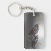 Sinaasappel Noordelijk Huis Wren Vogelschildering  Sleutelhanger (Voorkant)