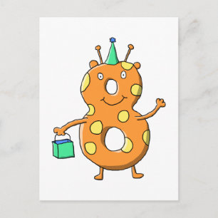 Sinaasappel nummer 8 voor de 8e verjaardag. briefkaart