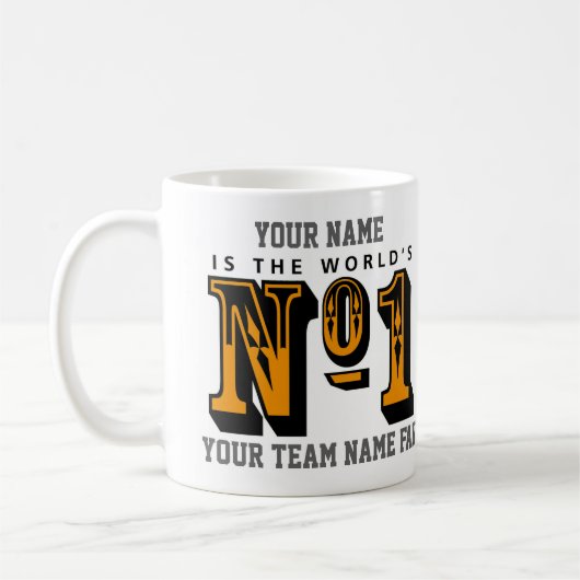 Sinaasappel of goudShirten Nummer één Football ven Koffiemok (Links)