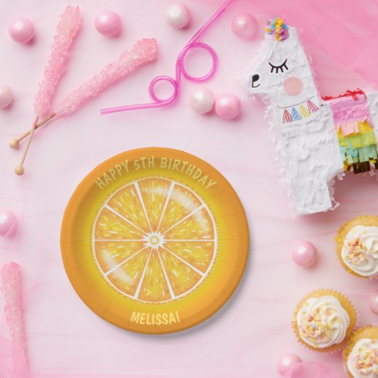 Sinaasappel of mandarijn Citrusvruchten met tekst Papieren Bordje (Feest)