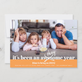 Sinaasappel Oke Nieuwjaar Grappige foto Modern Bol Feestdagenkaart