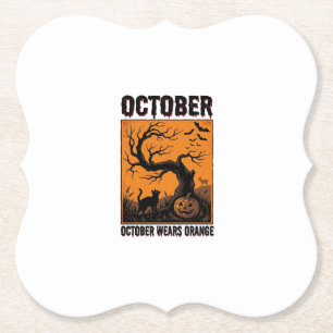 Sinaasappel Oktober Halloween Vintage Griezellig S Kartonnen Onderzetters