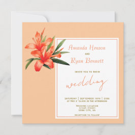 Sinaasappel Oleander Aquarel Bloem Bloemig Huwelij Kaart