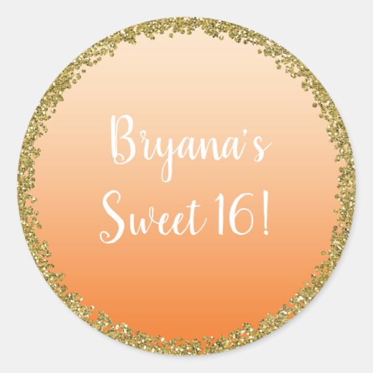 Sinaasappel ondergedompeld gouden glitter glam spa ronde sticker (Voorkant)