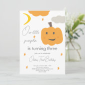 Sinaasappel Onze Kleine Pompoen 3e Verjaardags Maa Kaart (Staand voorkant)