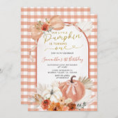 Sinaasappel Onze kleine pompoen wordt een verjaard Kaart (Voorkant / Achterkant)