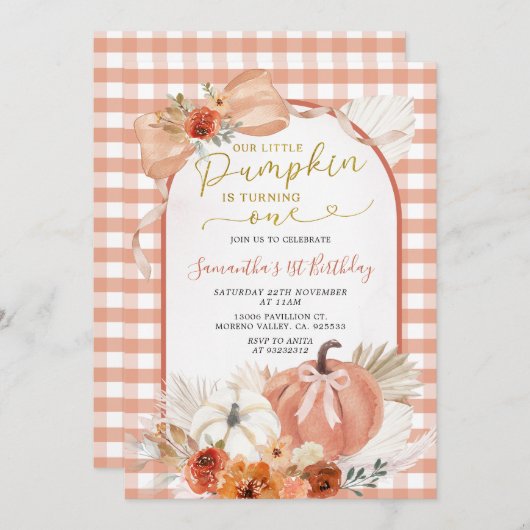 Sinaasappel Onze kleine pompoen wordt een verjaard Kaart (Voorkant / Achterkant)