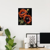 Sinaasappel Oosters Poppy Flowers Art Print Poster (Thuiskantoor)