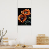 Sinaasappel Oosters Poppy Flowers Art Print Poster (Keuken)