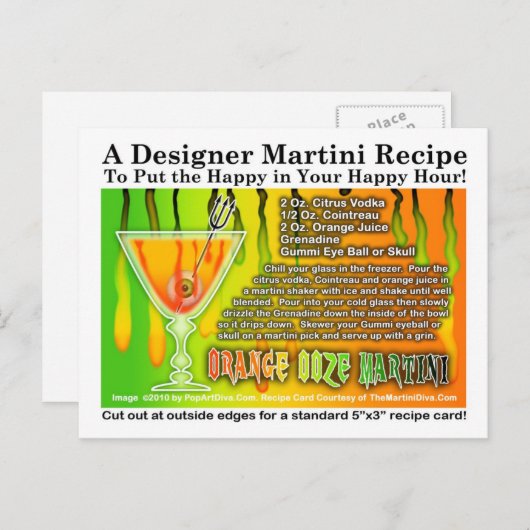 Sinaasappel Ooze Halloween Martini Recept Briefkaa Briefkaart (Voorkant / Achterkant)